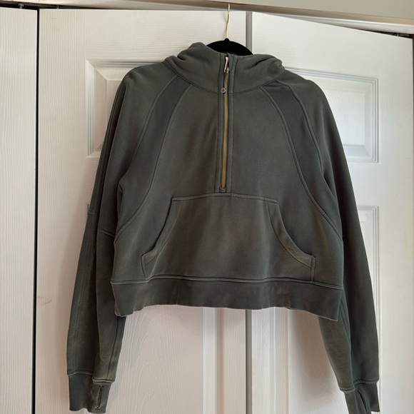 Lululemon green crop scuba hoodie -size m/l - Picture 1 of 4